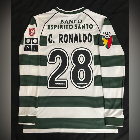 Ronaldo #28 Sporting Portugal S-XL Green Retro Soccer Jersey 2001